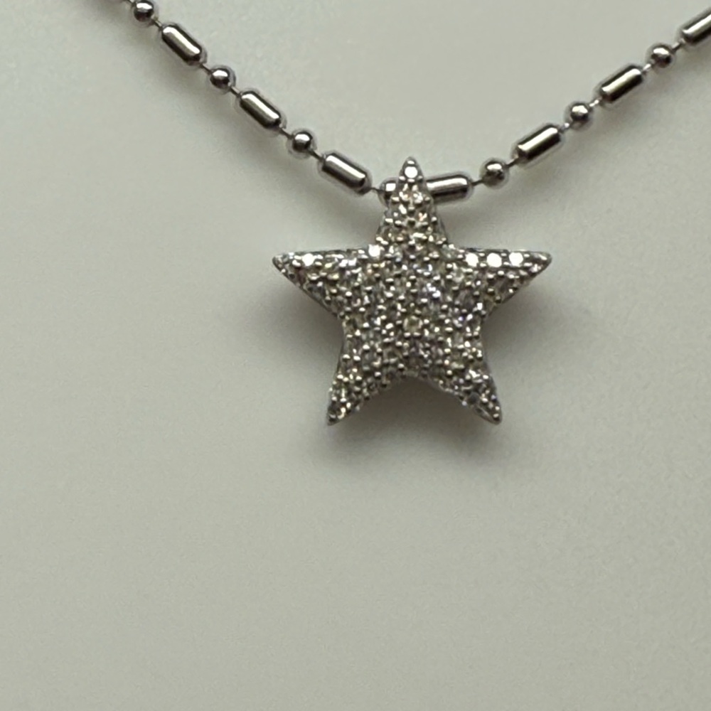Silver Star Pave Set Natural Diamond Star Pendant with Adjustable Chain New